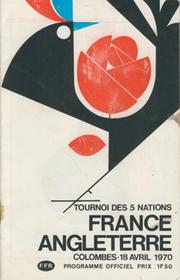 FRANCE V ENGLAND 1970 RUGBY PROGRAMME