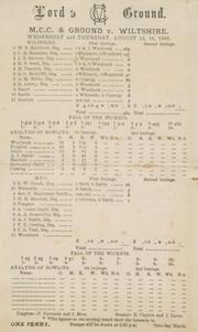 M.C.C. & GROUND V WILTSHIRE 1900 CRICKET SCORECARD - INCLUDING ARTHUR CONAN DOYLE