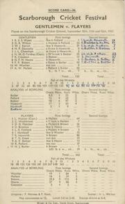 GENTLEMEN V PLAYERS 1947 CRICKET SCORECARD - SCARBOROUGH FESTIVAL