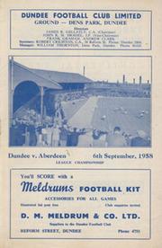 DUNDEE V ABERDEEN 1958-59 FOOTBALL PROGRAMME