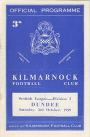 KILMARNOCK V DUNDEE 1959-60 FOOTBALL PROGRAMME