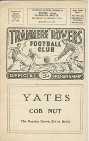 TRANMERE ROVERS V PLYMOUTH ARGYLE 1958-59 FOOTBALL PROGRAMME