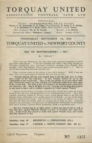 TORQUAY UNITED V NEWPORT COUNTY 1949-50 FOOTBALL PROGRAMME