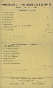 COMMONWEALTH XI V NORTHUMBERLAND & DURHAM XI 1960 CRICKET SCORECARD 