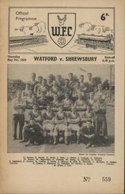 WATFORD V SHREWSBURY TOWN 1958-59 FOOTBALL PROGRAMME