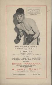 BRUCE WOODCOCK V ALBERT RENET 1946 BOXING PROGRAMME