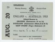 ENGLAND V AUSTRALIA 1953 (OVAL) CRICKET TICKET