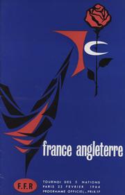 FRANCE V ENGLAND 1964 RUGBY PROGRAMME