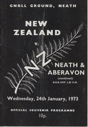 NEATH & ABERAVON V NEW ZEALAND 1973 RUGBY UNION PROGRAMME