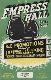 BILLY THOMPSON V JACKIE BRADDOCK 1951 BOXING PROGRAMME