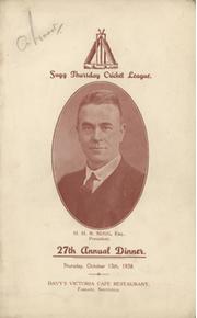 ARTHUR WOOD (YORKSHIRE) 1938 SIGNED CRICKET MENU