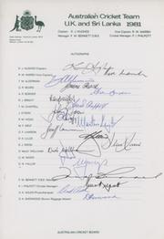 AUSTRALIA 1981 CRICKET AUTOGRAPHS
