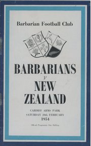 BARBARIANS V NEW ZEALAND 1954 RUGBY PROGRAMME