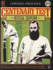 ENGLAND V AUSTRALIA (LORDS) 1980 CENTENARY TEST CRICKET PROGRAMME - SIGNED BY BRADMAN, LARWOOD & PONSFORD