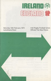 IRELAND V ENGLAND 1973 RUGBY UNION PROGRAMME