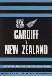CARDIFF V NEW ZEALAND 1972-73 RUGBY PROGRAMME