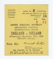 ENGLAND V IRELAND 1959 FOOTBALL TICKET