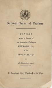 BILL WOODFULL (AUSTRALIA) 1926 SIGNED MENU CARD