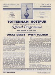 TOTTENHAM HOTSPUR V FULHAM 1959-60 FOOTBALL PROGRAMME