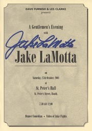 AN EVENING WITH JAKE LAMOTTA 2001 - SIGNED MENU/PROGRAMME