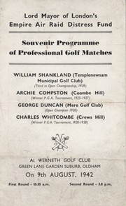 PROFESSIONAL GOLF MATCHES 1942 (WERNETH GOLF CLUB) SOUVENIR PROGRAMME