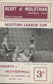 HEARTS V MOTHERWELL 1960 FOOTBALL PROGRAMME