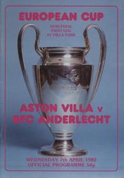 ASTON VILLA V ANDERLECHT 1981-82 (EUROPEAN CUP SEMI-FINAL) FOOTBALL PROGRAMME