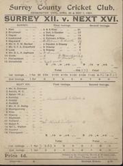 SURREY XII V NEXT XVI 1901 CRICKET SCORECARD