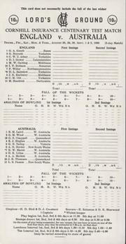 ENGLAND V AUSTRALIA 1980 (LORD