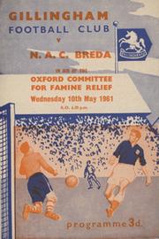 GILLINGHAM  V N.A.C. BREDA 1961 FOOTBALL PROGRAMME