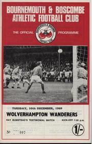 BOURNEMOUTH & BOSCOMBE AFC V WOLVERHAMPTON WANDERERS (RAY BUMSTEAD TESTIMONIAL) 1969 FOOTBALL PROGRAMME