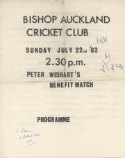 BISHOP AUCKLAND CRICKET CLUB 1962 PROGRAMME - PETER WISHART