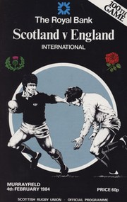 SCOTLAND V ENGLAND 1984 RUGBY PROGRAMME (SCOTLAND GRAND SLAM SEASON)