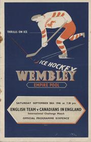 ENGLISH TEAM V CANADIANS IN ENGLAND 1946 ICE HOCKEY PROGRAMME