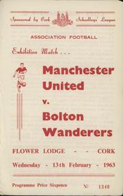 MANCHESTER UNITED V BOLTON WANDERERS (EXHIBITION MATCH IN CORK) 1962-63 FOOTBALL PROGRAMME