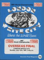 1981 OVERSEAS FINAL SPEEDWAY PROGRAMME