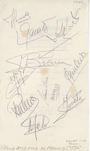 ATLETICO DE MADRID 1959 (V NOTTINGHAM FOREST) FOOTBALL AUTOGRAPHS