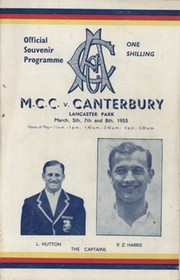 CANTERBURY V ENGLAND 1954-55 (LANCASTER PARK) CRICKET PROGRAMME