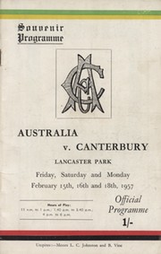 CANTERBURY V AUSTRALIA 1957 (LANCASTER PARK) CRICKET PROGRAMME