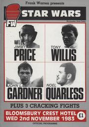 JIMMY PRICE V MONTE OSWALD 1983 BOXING PROGRAMME