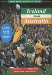 IRELAND V AUSTRALIA 1992 RUGBY UNION PROGRAMME