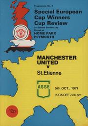MANCHESTER UNITED V ST ETIENNE 1977 (ECWC) FOOTBALL PROGRAMME - PLAYED AT HOME PARK