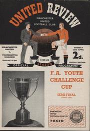 MANCHESTER UNITED V WOLVERHAMPTON WANDERERS 1957-58 (FA YOUTH CUP SEMI-FINAL) FOOTBALL PROGRAMME