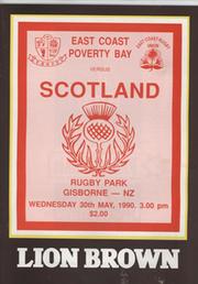 EAST COAST / POVERTY BAY V SCOTLAND 1990 RUGBY PROGRAMME