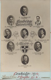 CAMBRIDGE UNIVERSITY CREW 1936 CABINET PHOTOGRAPH