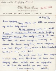 EDDIE WATTS (SURREY) 1971 CRICKET LETTER - TO GEOFFREY HOWARD