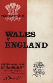 WALES V ENGLAND 1971 RUGBY UNION PROGRAMME (WALES GRAND SLAM SEASON)