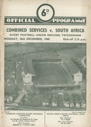 COMBINED SERVICES V SOUTH AFRICA 1960 RUGBY UNION PROGRAMME