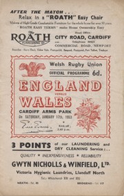 WALES V ENGLAND 1953 RUGBY UNION PROGRAMME