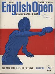 ENGLISH OPEN TABLE TENNIS CHAMPIONSHIPS 1969 SOUVENIR PROGRAMME